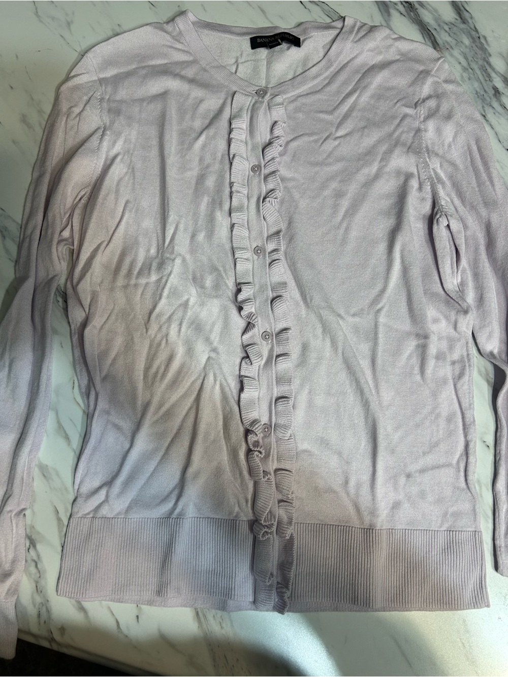 Banana Republic Pale Lavender Ruffle-Front Cardigan